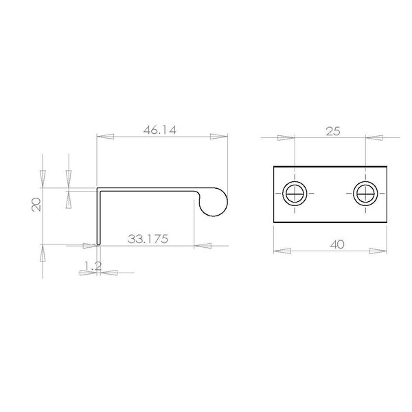 Richelieu 1-inch (25 mm) Center to Center Stainless Steel Contemporary Edge Pull - BP969625170