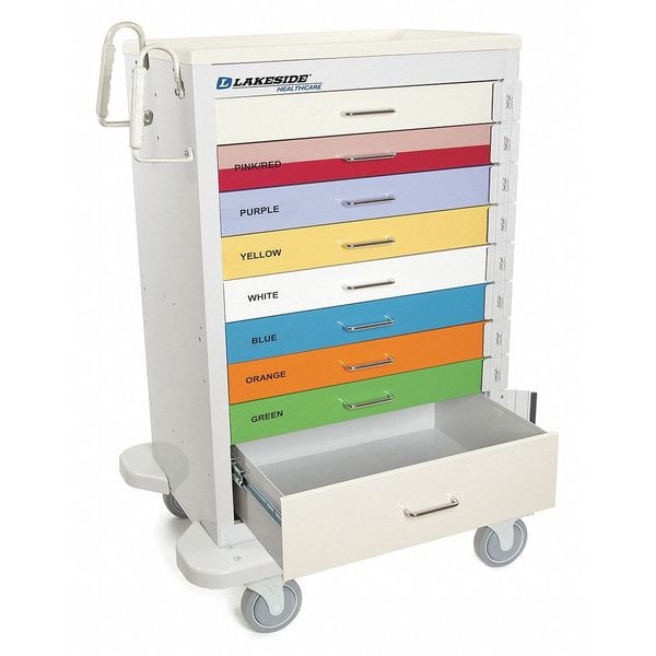 Lakeside Aluminum 9 Drawer Pediatric Cart, Individual Breakaway Locks - SP-930-IB-PED