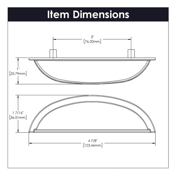 Hickory Hardware Cottage Collection Cup Pull 3 Inch Center to Center Matte Black Finish - P3077-MB