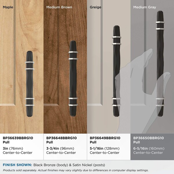 Amerock London 6-5/16 in 160 mm Center-to-Center Black Bronze/Satin Nickel Cabinet Pull - BP36650BBRG10