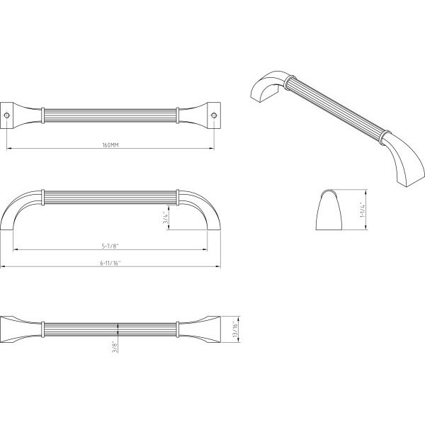 Jeffrey Alexander 160 mm Center-to-Center Satin Nickel Cordova Cabinet Pull - Z281-160SN