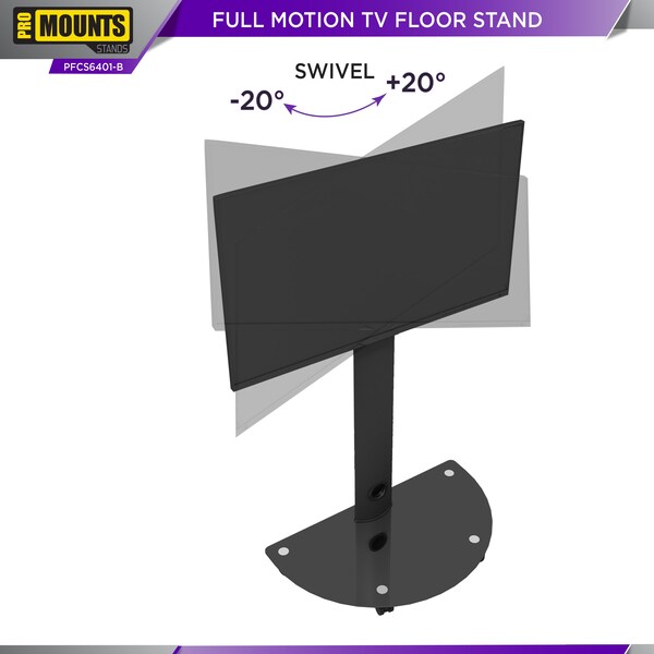 Promounts Mobile TV Cart with Swivel Mount for TVs 37 in. - 72 in. Up to 88 lbs, Black - PFCS6401-B