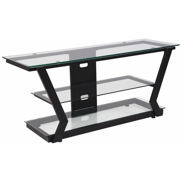 Flash Furniture TV Stand, Glass, Black Metal Frame - NAN-JH-1760-GG