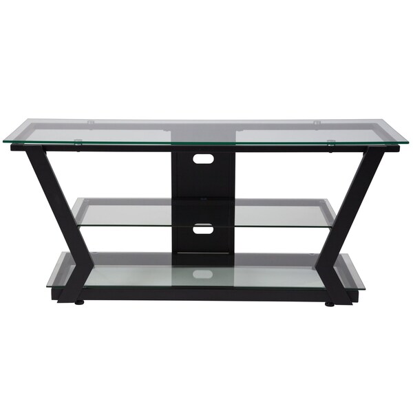 Flash Furniture TV Stand, Glass, Black Metal Frame - NAN-JH-1760-GG