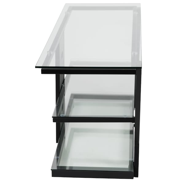Flash Furniture TV Stand, Glass, Black Metal Frame - NAN-JH-1760-GG
