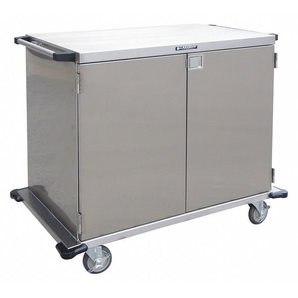 Lakeside Closed Stainless Steel Case Cart, Two Doors, Wire Shelf 36"W, 39"OAH - 6935