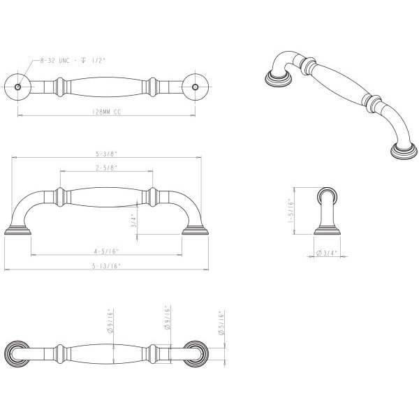 Jeffrey Alexander 128 mm Center-to-Center Satin Bronze Tiffany Cabinet Pull - 658-128SBZ