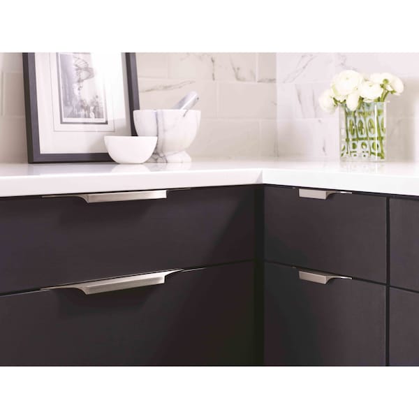 Amerock Extent 4-3/16 in 106 mm Center-to-Center Satin Nickel Cabinet Edge Pull - BP36750G10