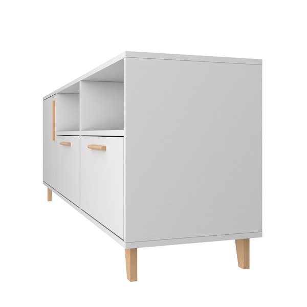 Manhattan Comfort Herald 53.15" TV Stand with 6 Shelves in White - 159AMC6