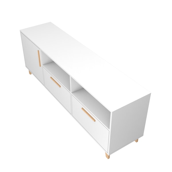Manhattan Comfort Herald 53.15" TV Stand with 6 Shelves in White - 159AMC6