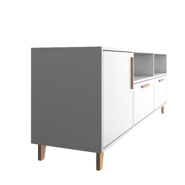 Manhattan Comfort Herald 53.15" TV Stand with 6 Shelves in White - 159AMC6