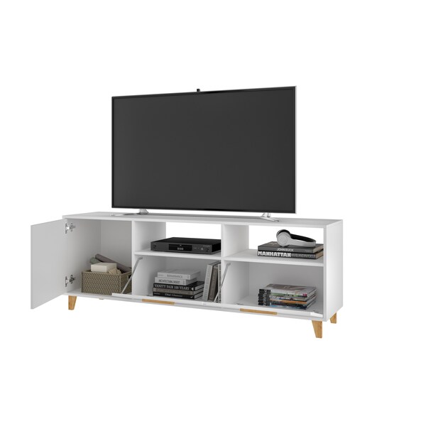 Manhattan Comfort Herald 53.15" TV Stand with 6 Shelves in White - 159AMC6