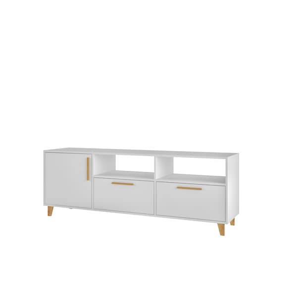 Manhattan Comfort Herald 53.15" TV Stand with 6 Shelves in White - 159AMC6