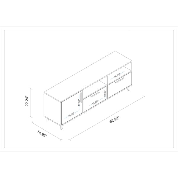 Manhattan Comfort Herald 53.15" TV Stand with 6 Shelves in White - 159AMC6