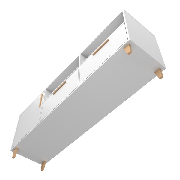 Manhattan Comfort Herald 53.15" TV Stand with 6 Shelves in White - 159AMC6