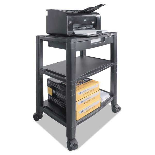 Kantek Mobile Printer Stand, Three-Shelf, 20w x 13.25d x 24.5h, Black - PS640