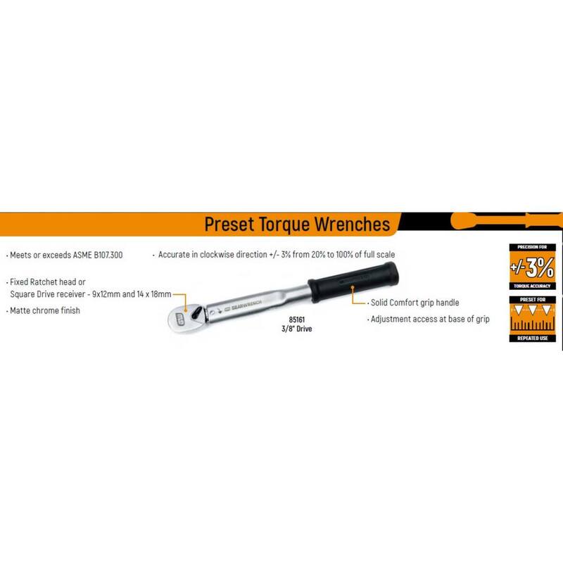 GEARWRENCH 9 mm x 12 mm Preset Interchangeable Head Torque Wrench (1-5 Nm) - 89460