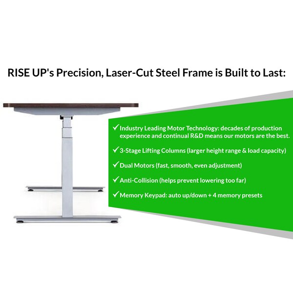 Uncaged Ergonomics RiseUpElectricStandingDesk60X30"BlackBambooDesktopSitStand, Ruwbk - RUWBK