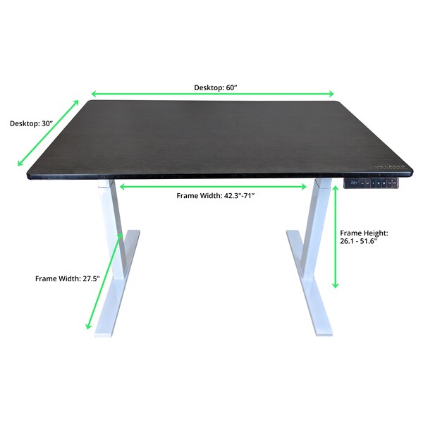 Uncaged Ergonomics RiseUpElectricStandingDesk60X30"BlackBambooDesktopSitStand, Ruwbk - RUWBK