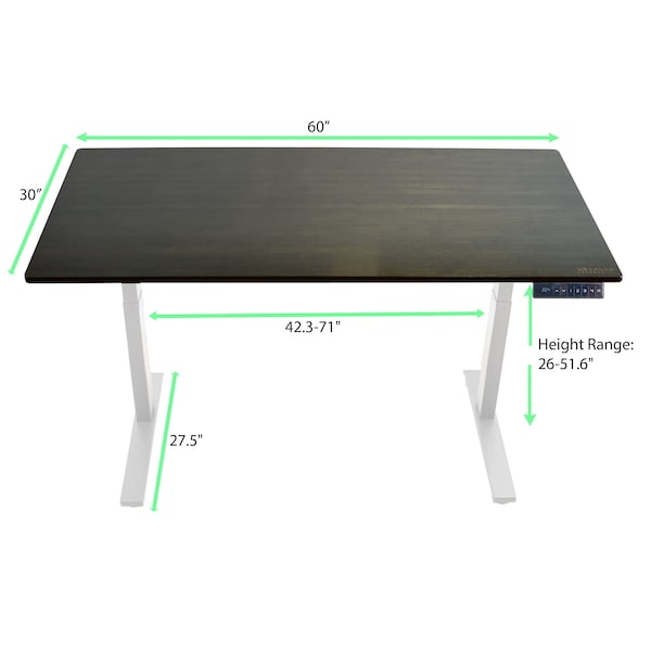 Uncaged Ergonomics RiseUpElectricStandingDesk60X30"BlackBambooDesktopSitStand, Ruwbk - RUWBK