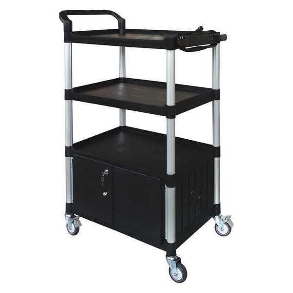 Zoro Select Cart with Cabinet, 52-3/4 in. H, Black - 45NP05