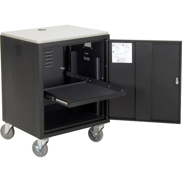 Global Industrial Audio Visual Cart w/ Lockable Cabinet, 500 Lb. Capacity, Black - 241659BK