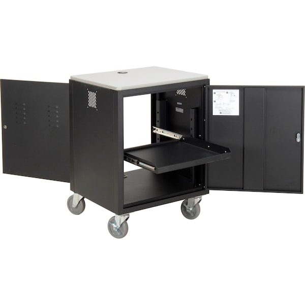 Global Industrial Audio Visual Cart w/ Lockable Cabinet, 500 Lb. Capacity, Black - 241659BK