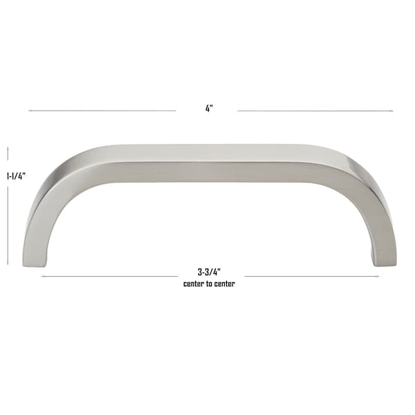 Gliderite Hardware 3-3/4 in. Center to Center Curved Bar Pull Satin Nickel, 25PK - 4843-96-SN-25