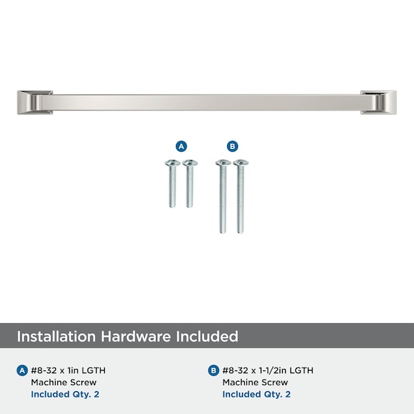 Amerock Westerly 8-13/16 inch 224mm Center-to-Center Polished Nickel Cabinet Pull - BP53724PN