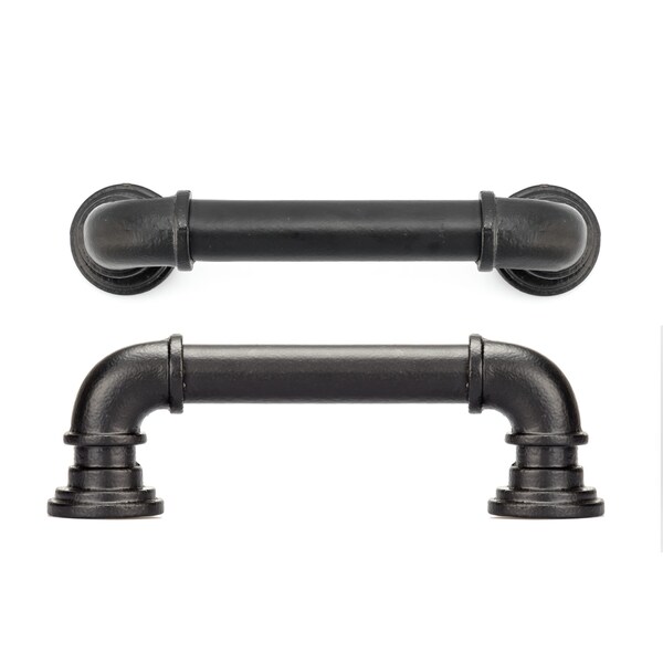 Richelieu 6-5/16 in. (160 mm) Center-to-Center Matte Black Forged Iron Eclectic Barn Door Pull - BP9547160900