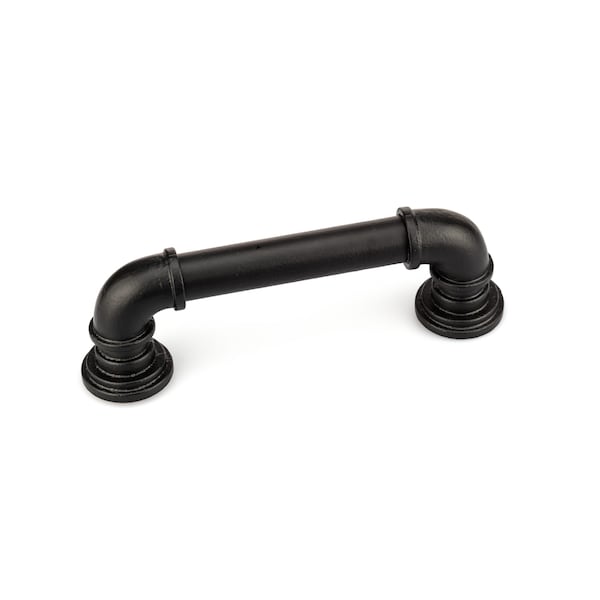 Richelieu 6-5/16 in. (160 mm) Center-to-Center Matte Black Forged Iron Eclectic Barn Door Pull - BP9547160900