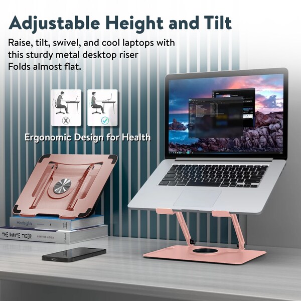 Uncaged Ergonomics SWIVEL LAPTOP STAND ROSE GOLD - SLS-ROSE GOLD
