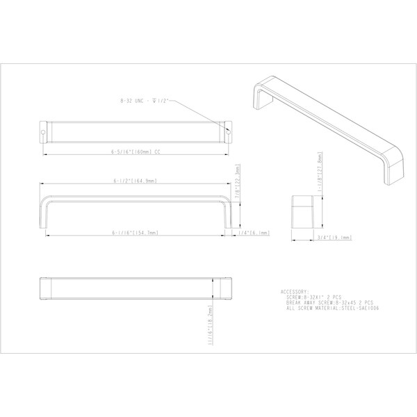 Elements By Hardware Resources 160 mm Center-to-Center Brushed Oil Rubbed Bronze Square Asher Cabinet Pull - 193-160DBAC