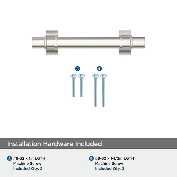 Amerock Davenport 3 inch 76mm Center-to-Center Polished Nickel Cabinet Pull - BP36600PN