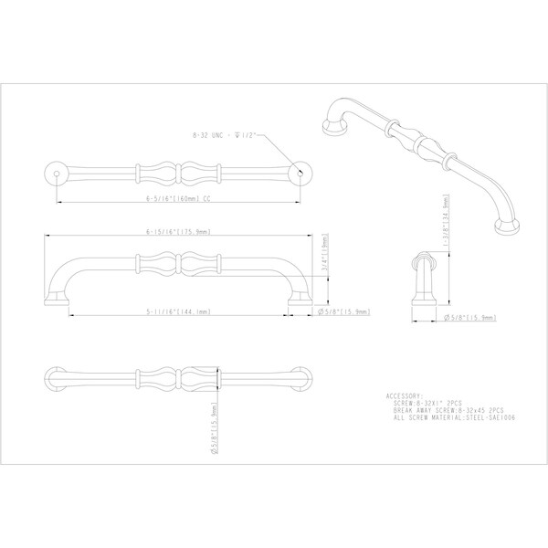 Jeffrey Alexander 160 mm Center-to-Center Antique Brushed Satin Brass Bella Cabinet Pull - 818-160ABSB