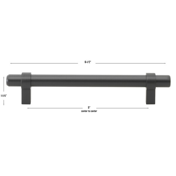 Gliderite Hardware 5-1/16 in. Center to Center Matte Black Solid Steel Bar Pull - 4007-128-MB, 5PK - 4007-128-MB-5