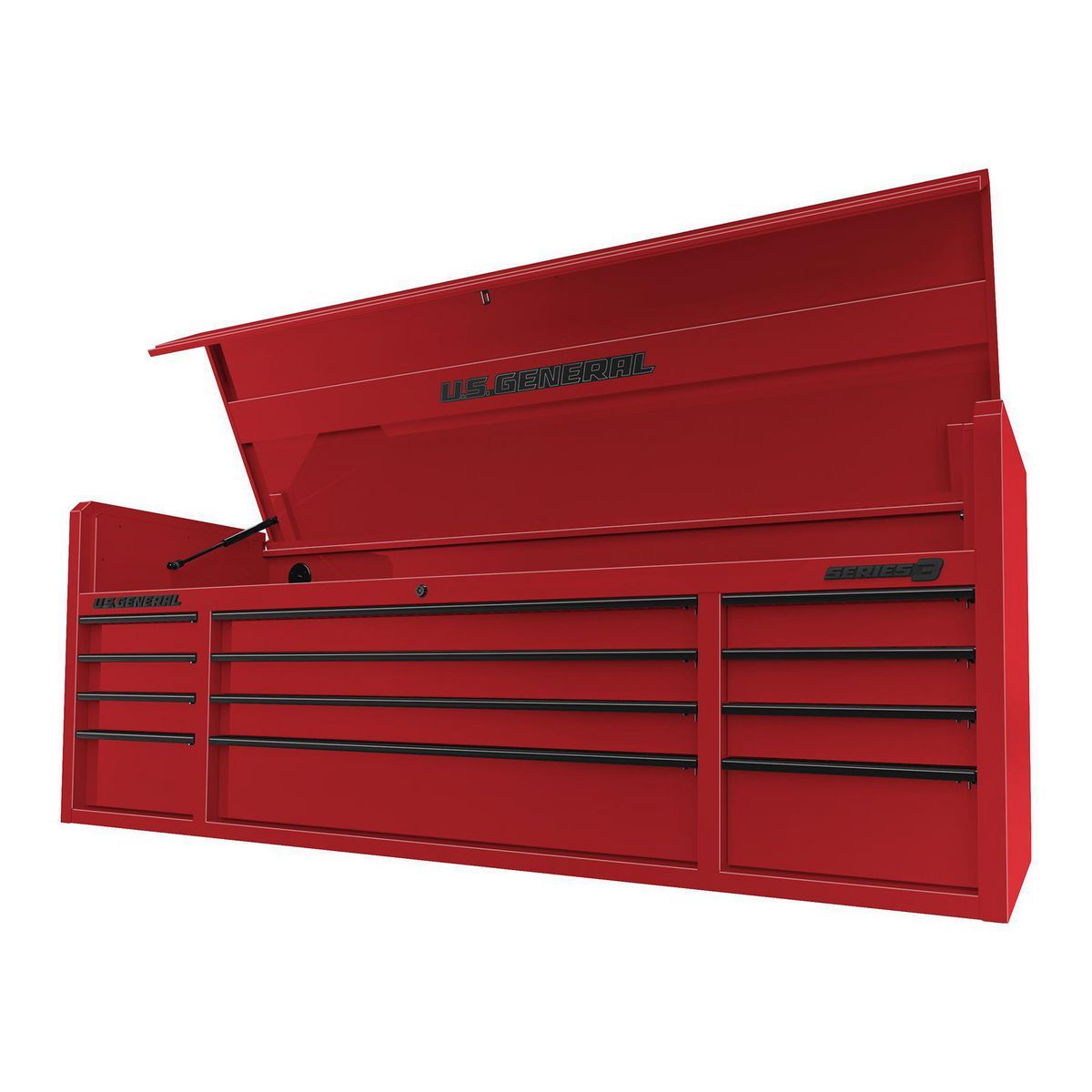 General de Estados Unidos 72 pulgadas x 22 pulgadas. Gabinete superior de triple banco, Serie 3, Rojo - 58708
