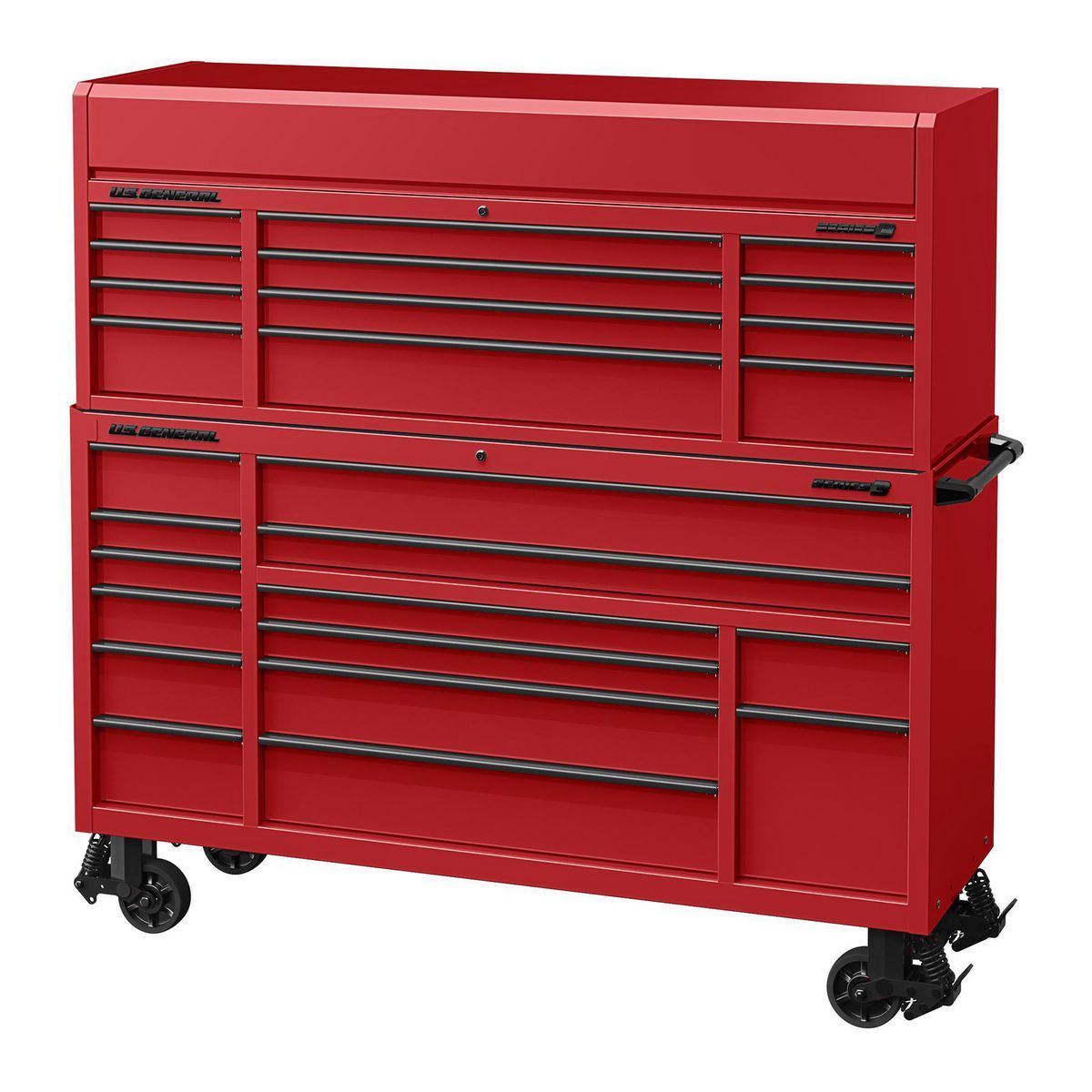 General de Estados Unidos 72 pulgadas x 22 pulgadas. Gabinete superior de triple banco, Serie 3, Rojo - 58708