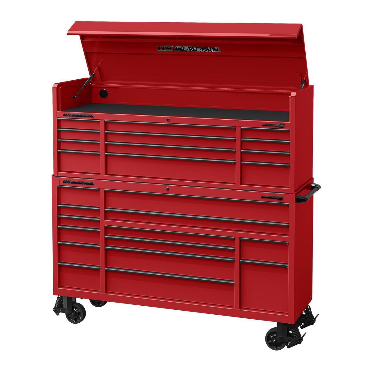General de Estados Unidos 72 pulgadas x 22 pulgadas. Gabinete superior de triple banco, Serie 3, Rojo - 58708
