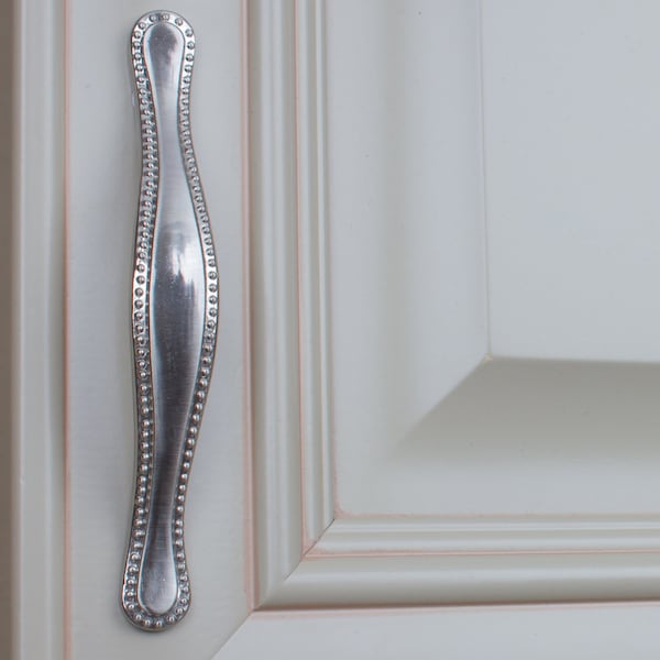 Gliderite Hardware 3 in. Center to Center Satin Nickel Beaded Cabinet Pull - 4554-SN, 25PK - 4554-SN-25