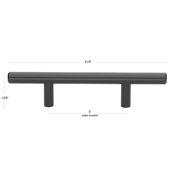 Gliderite Hardware 3 in. Center to Center Matte Black Solid Steel Bar Pull - 5000-76-MB, 5PK - 5000-76-MB-5