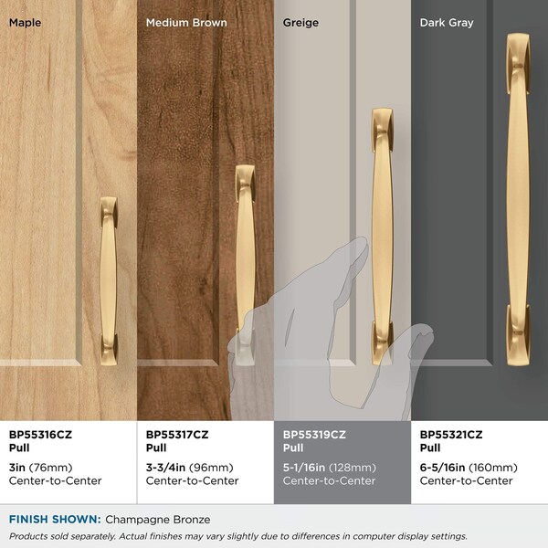 Amerock Highland Ridge 5-1/16 in 128 mm Center-to-Center Champagne Bronze Cabinet Pull - BP55319CZ