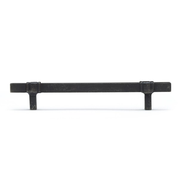 Richelieu 6 5/16 in (160 mm) Center-to-Center Matte Black Iron Contemporary Forged Iron Cabinet Pull Castelo - BP33652160909