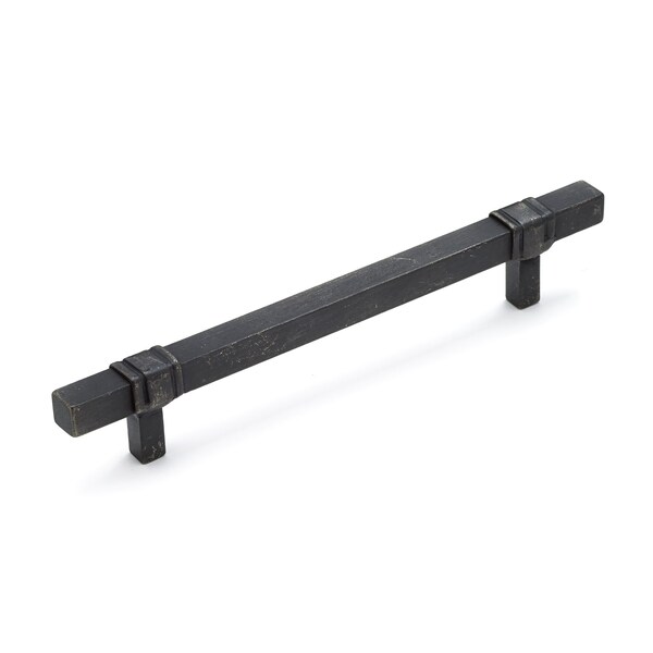 Richelieu 6 5/16 in (160 mm) Center-to-Center Matte Black Iron Contemporary Forged Iron Cabinet Pull Castelo - BP33652160909