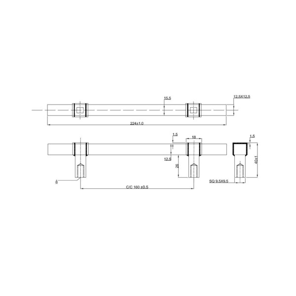 Richelieu 6 5/16 in (160 mm) Center-to-Center Matte Black Iron Contemporary Forged Iron Cabinet Pull Castelo - BP33652160909