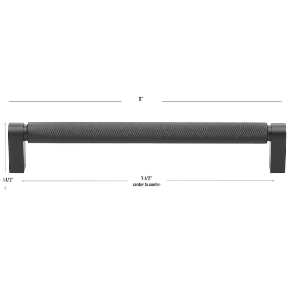 Gliderite Hardware 7-9/16 in. Center to Center Knurled Bar Pull Matte Black, 10PK - 4788-192-MB-10