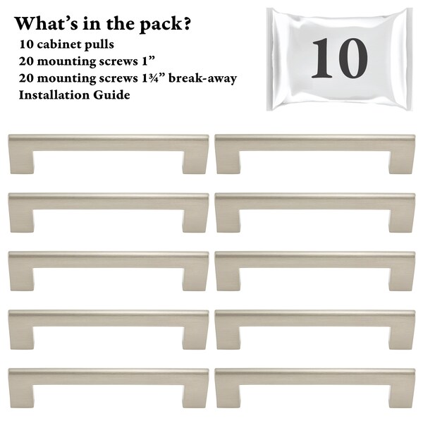 Designperfect 5 1/16'' Center-to-Center Bar Pull, 10PK - DPA10S104SNB