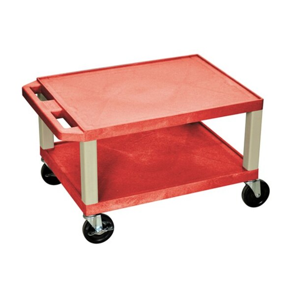 Luxor 16"H AV Cart - Two Shelves - Red with Black Legs and Electric - WT16RE-B
