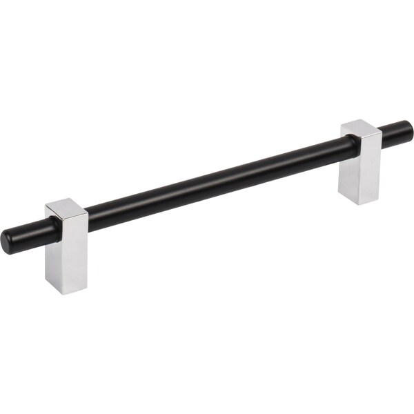Jeffrey Alexander 160 Mm Center-To-Center Matte Black W/ Polished Chrome Larkin Cabinet Bar Pull - 478-160MBPC