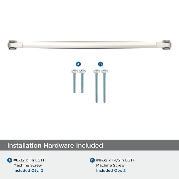 Amerock Stature 12-5/8 inch 320mm Center-to-Center Polished Nickel Cabinet Pull - BP37401PN